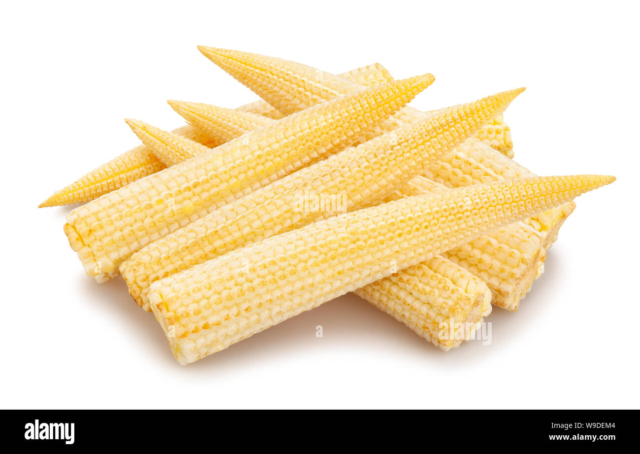 baby corn path isolated on white Stock Photo
