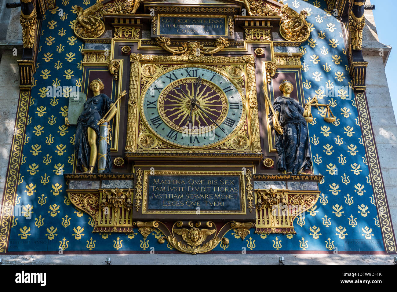 Tour de l'Horloge clock on Conciergerie Tower on Boulevard du Palais