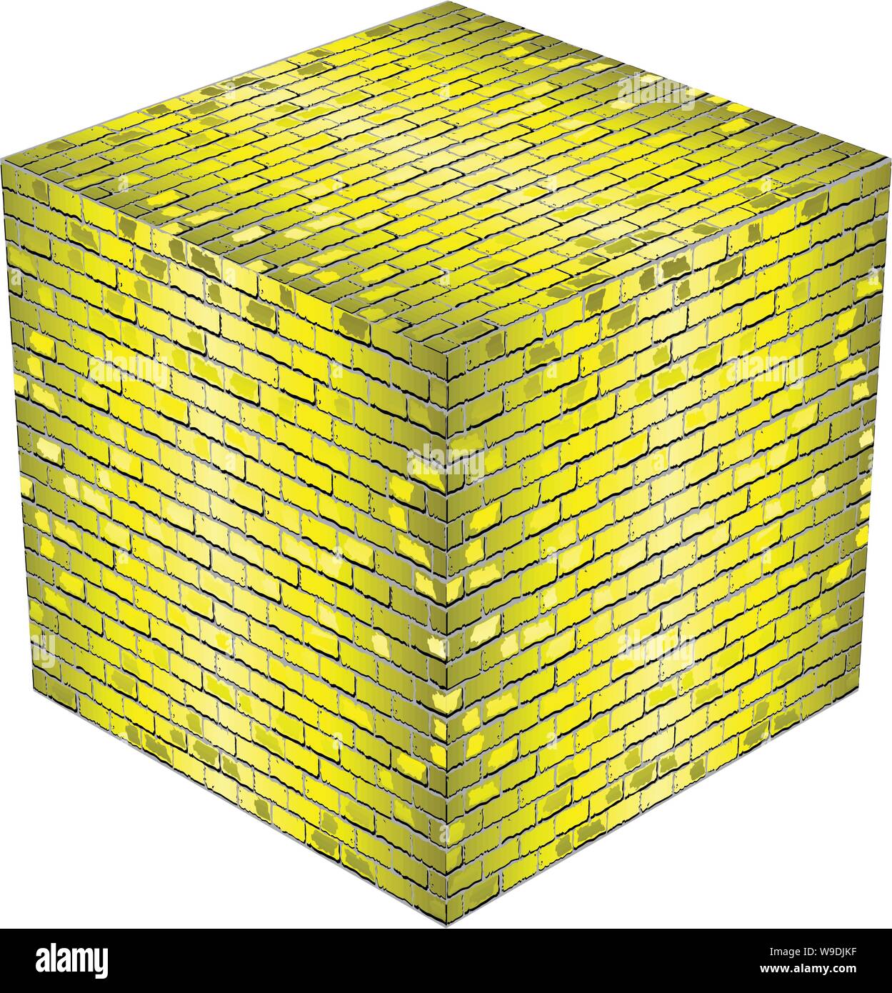 A cube made of yellow bricks - Illustration,  Yellow abstract vector illustration Stock Vector