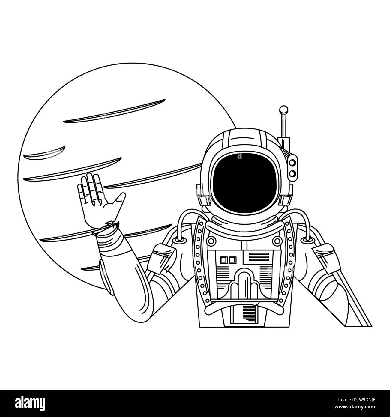 universe space galaxy astronomy cartoon in black and white Stock Vector ...