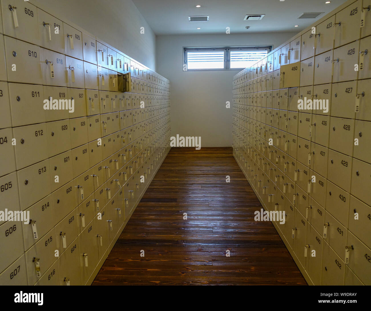 Matsusaka, Japan Mar 16, 2018. Locker room of spa at a luxury hotel