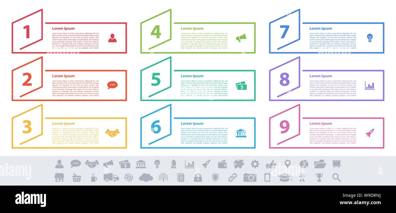 Infographic design business concept vector illustration with 9 steps or ...