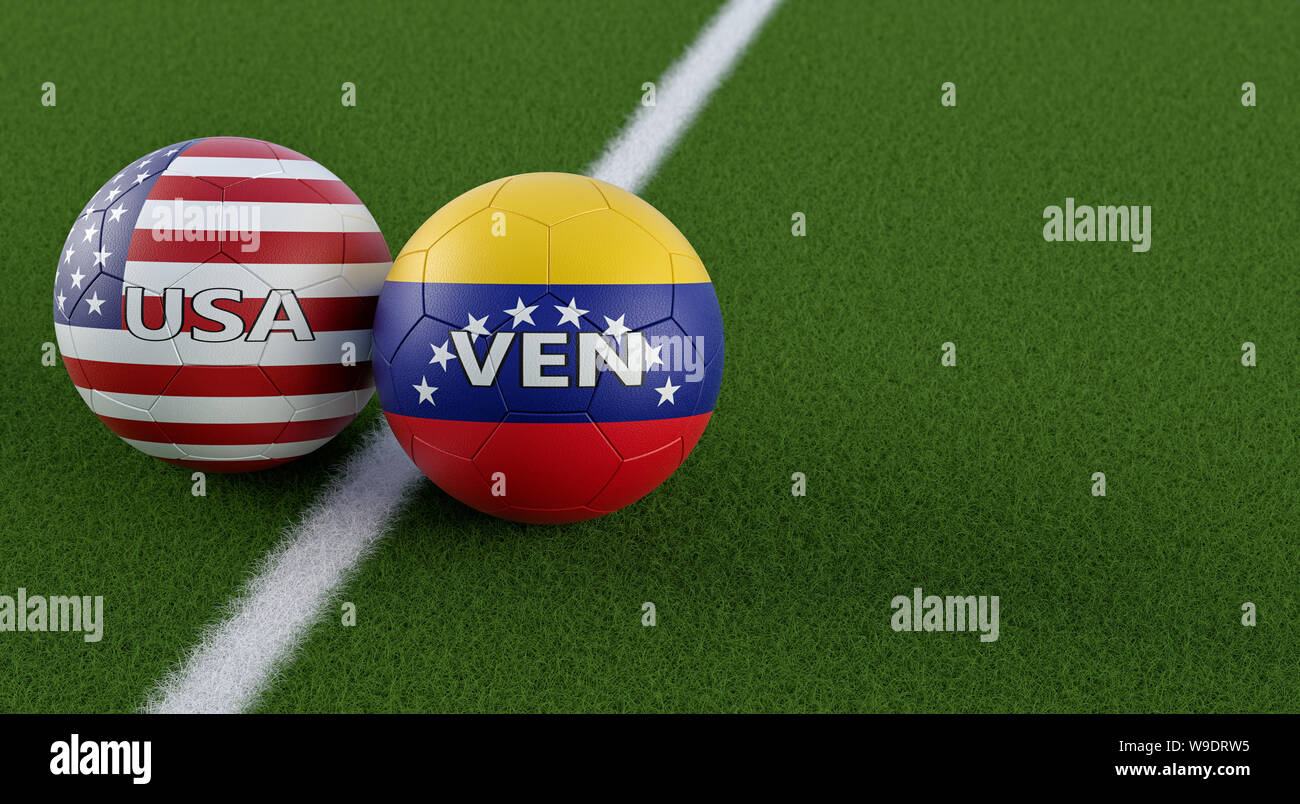 USA vs. Venezuela Soccer Match Soccer balls in USA and Venezuela