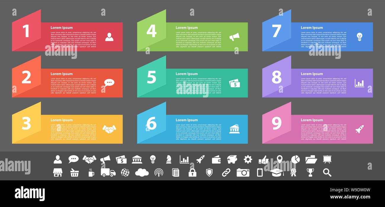 infographic design business concept with 9 steps... Infographic design business concept vector illustration with 9 steps or ...