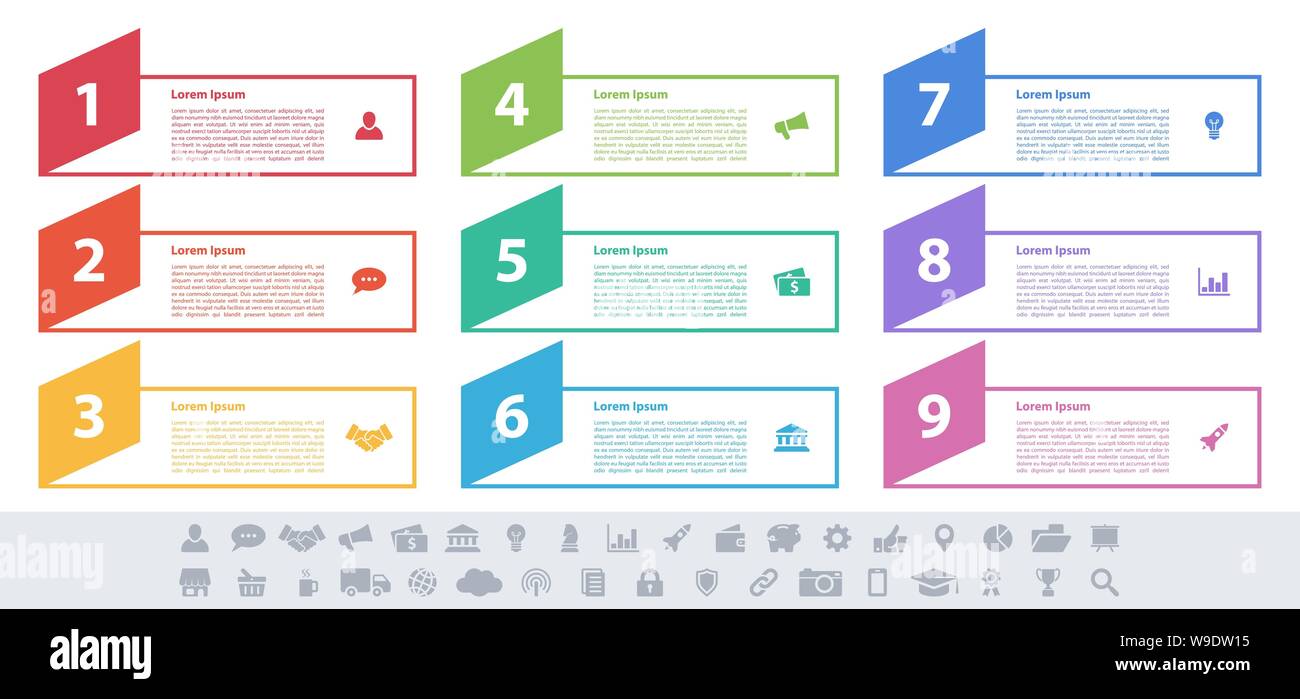 Infographic design business concept vector illustration with 9 steps or ...