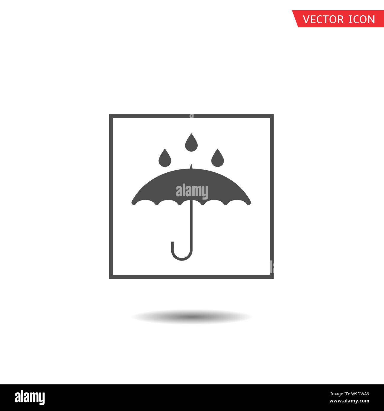 Waterproof technology icon. Umbrella with falling water drops Stock Vector