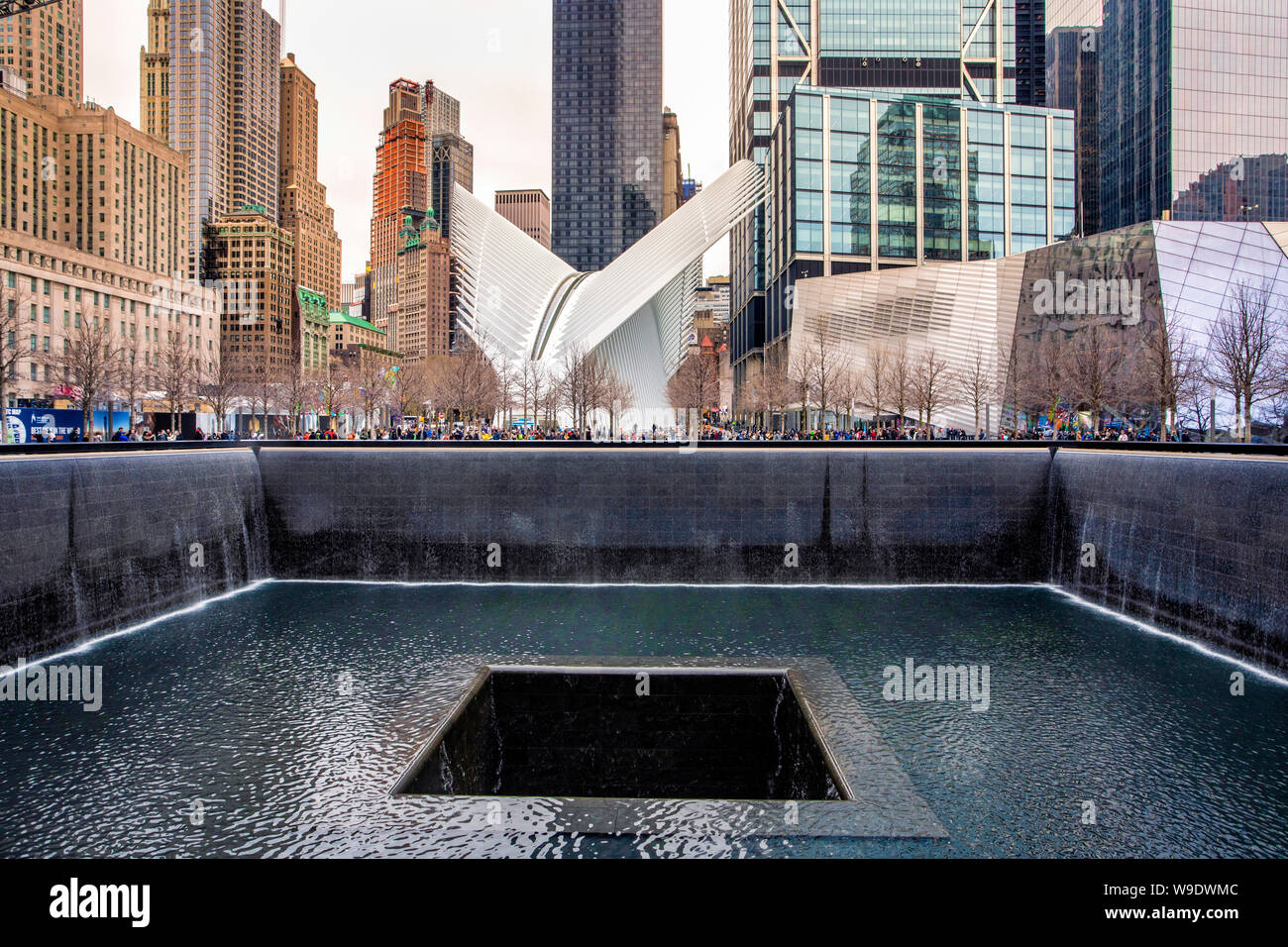 USA, New York City, Manhattan, Downtown , Worl Trade Center Station, North Pool Stock Photo