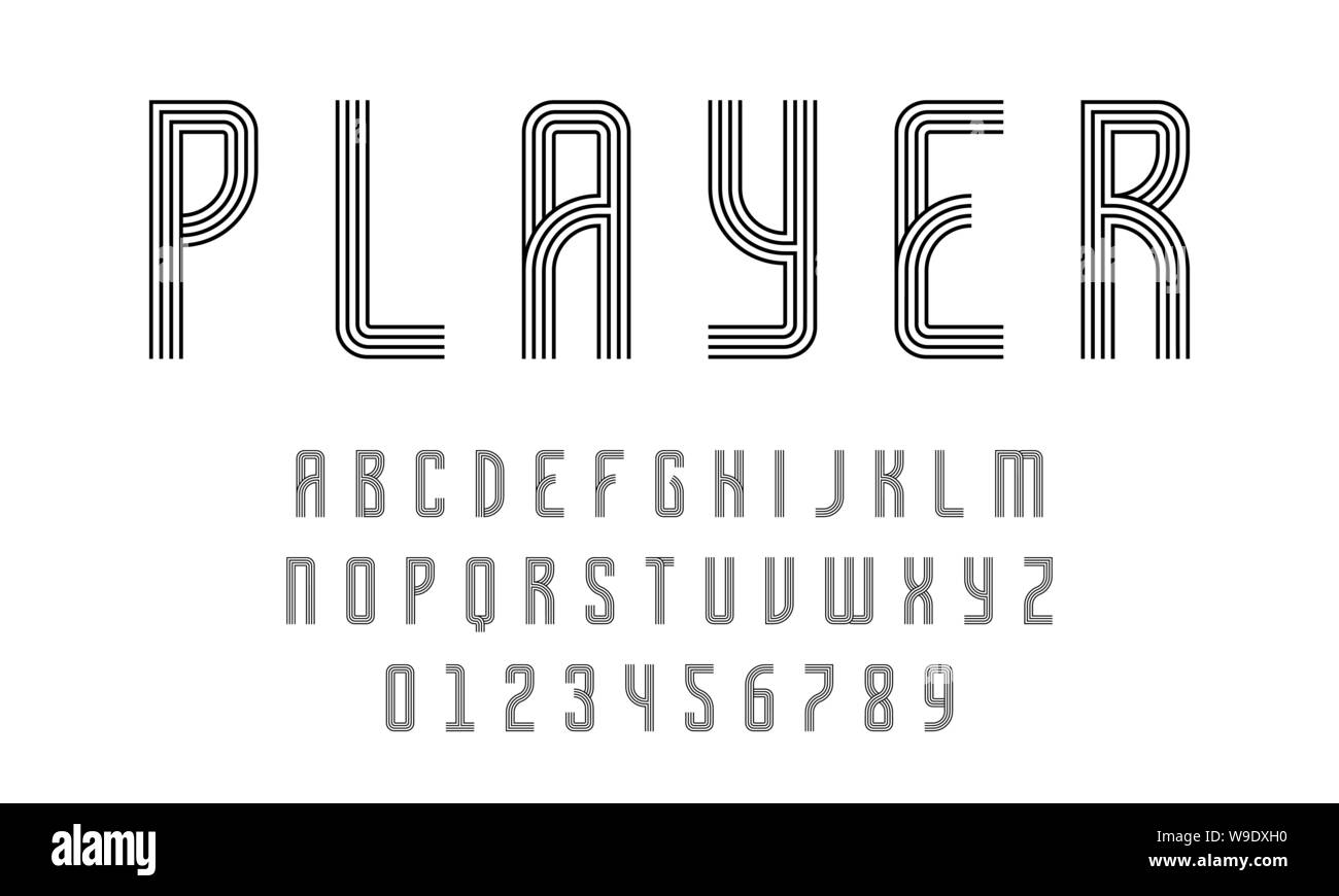 Set of alphabets font letters and numbers modern abstract design with ...