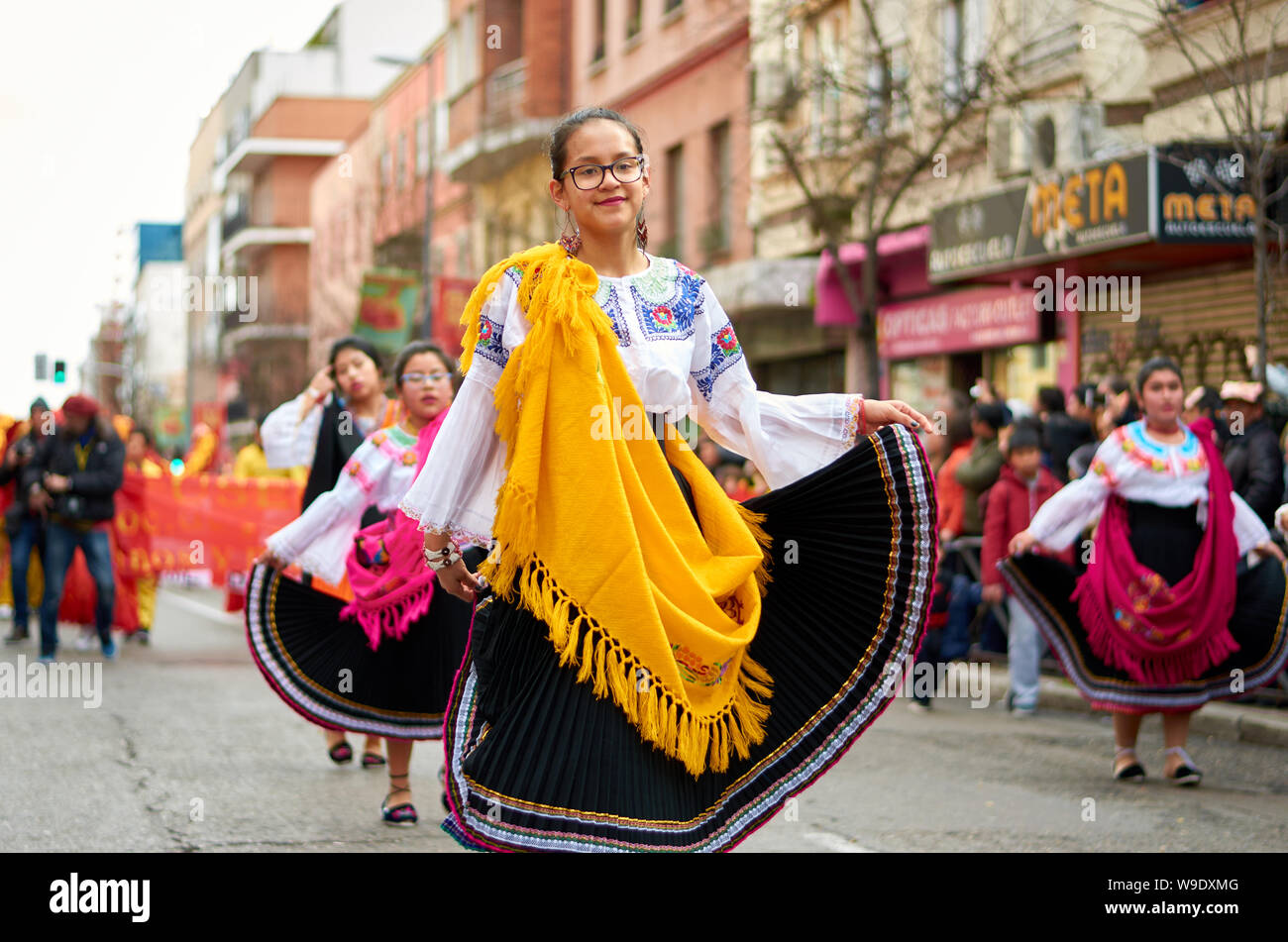 PARADE IN THE DISTRICT OF USERA IN MADRID TO CELEBRATE CHINESE NEW YEAR Stock Photo