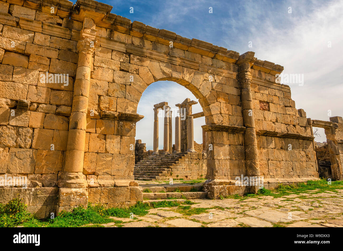 Algeria, Djemila City, Rman ruins of Djemila City, UNESCO, W.H.  The Capitol Stock Photo