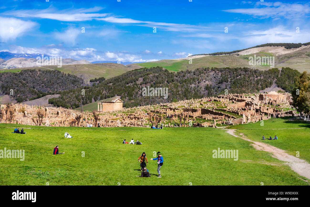 Algeria, Djemila City, Roman ruins of Djemila City, NESCO, W.H. , panorama Stock Photo