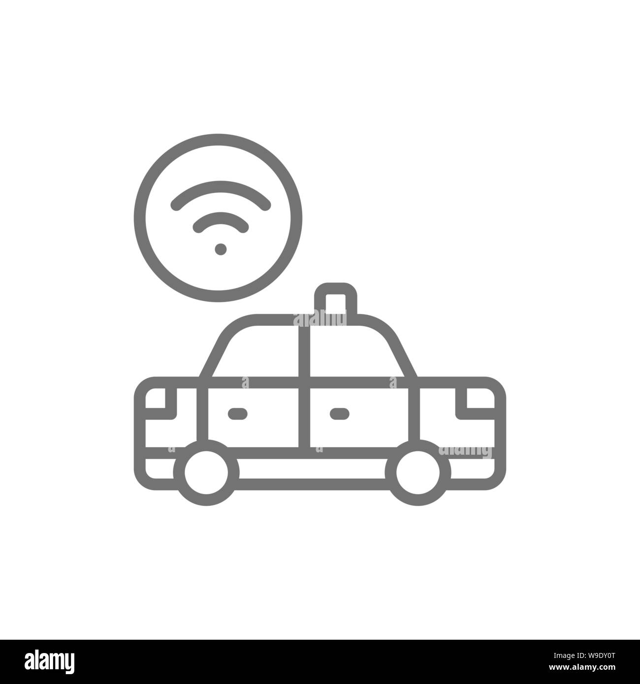 Vector Wi-Fi car, taxi wireless line icon. Stock Vector