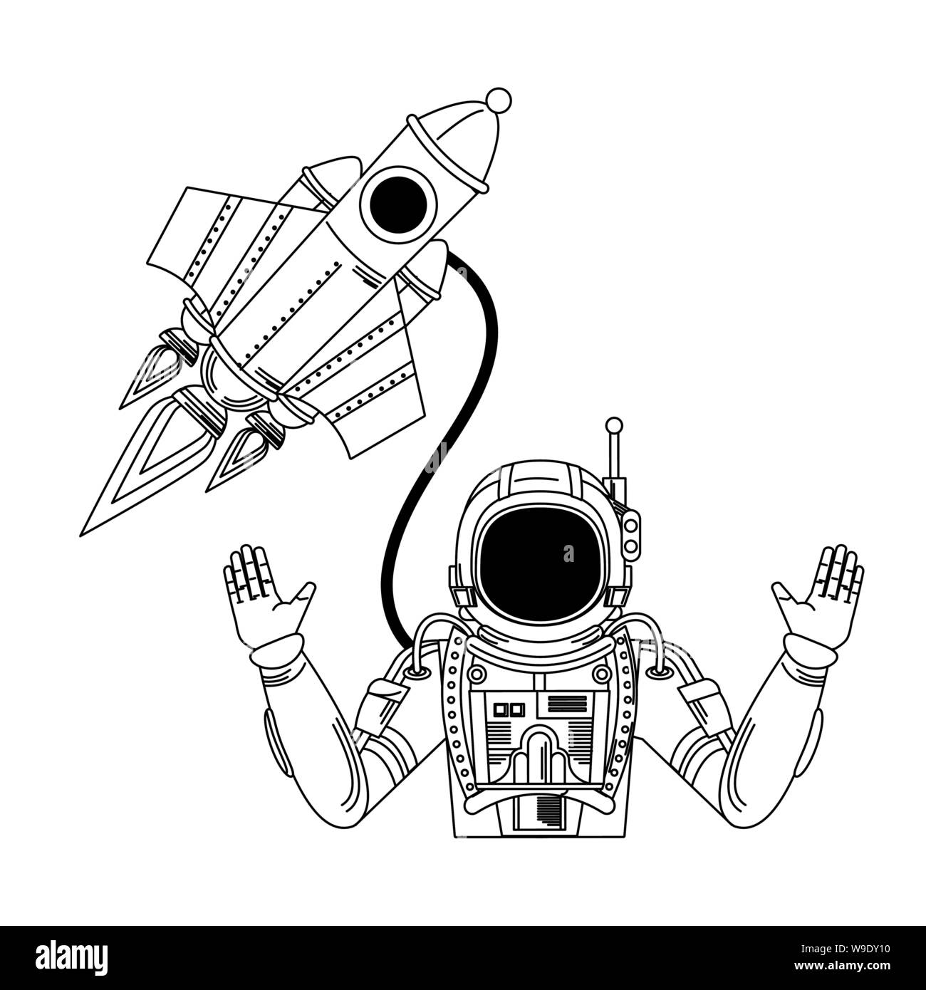 universe space galaxy astronomy cartoon in black and white Stock Vector ...