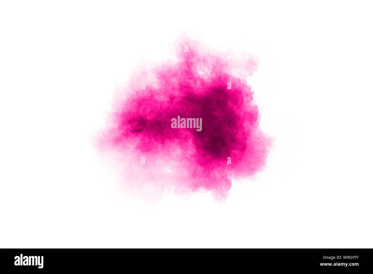 abstract pink powder explosion on white background. Freeze motion of pink  dust splattered. Stock Photo