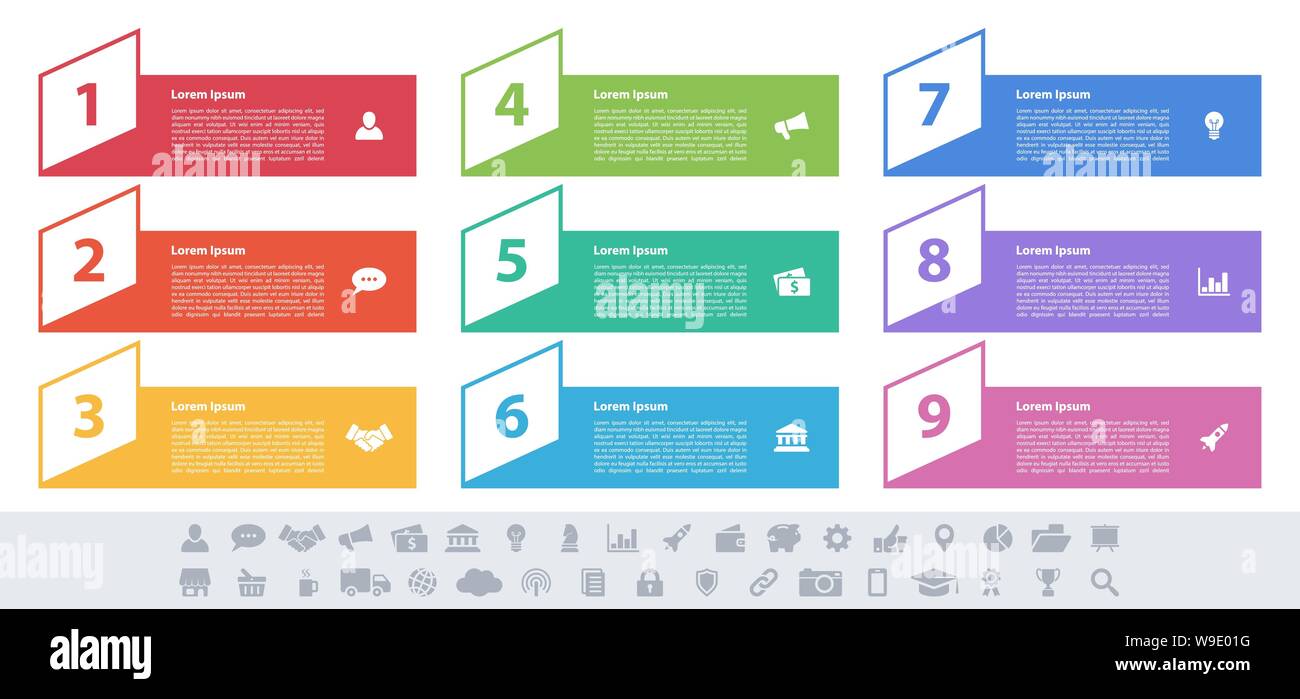 Infographic design business concept vector illustration with 9 steps or ...