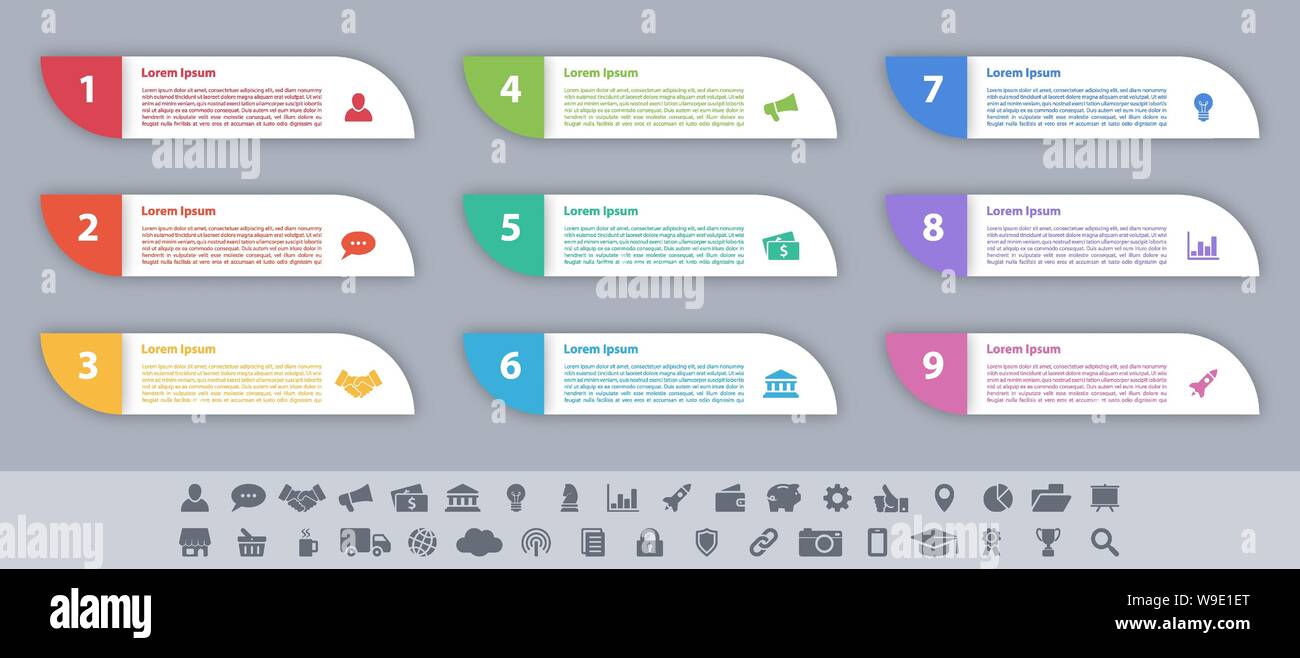 infographic design business concept with 9 steps... Infographic design business concept vector illustration with 9 steps or ...