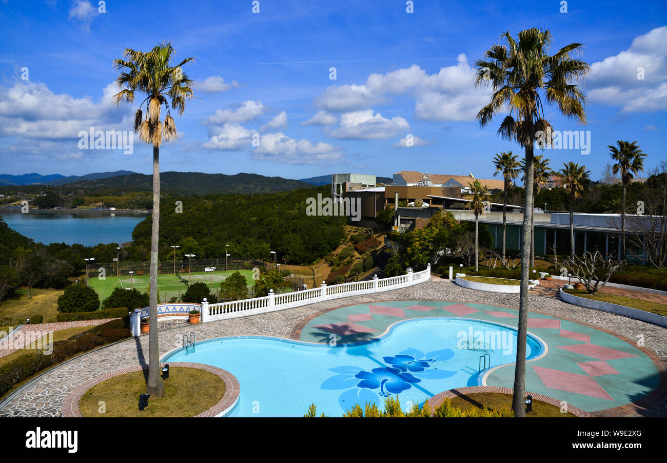 Matsusaka, Japan - Mar 18, 2018. Outdoor swimming pool of a luxury ...