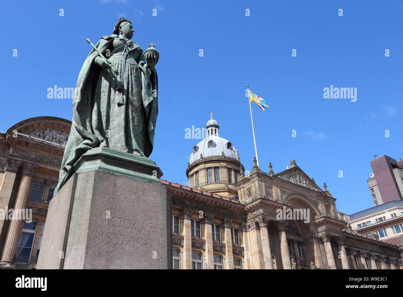 Birmingham, UK - Victoria Square architecture with Queen Victoria monument. Stock Photo