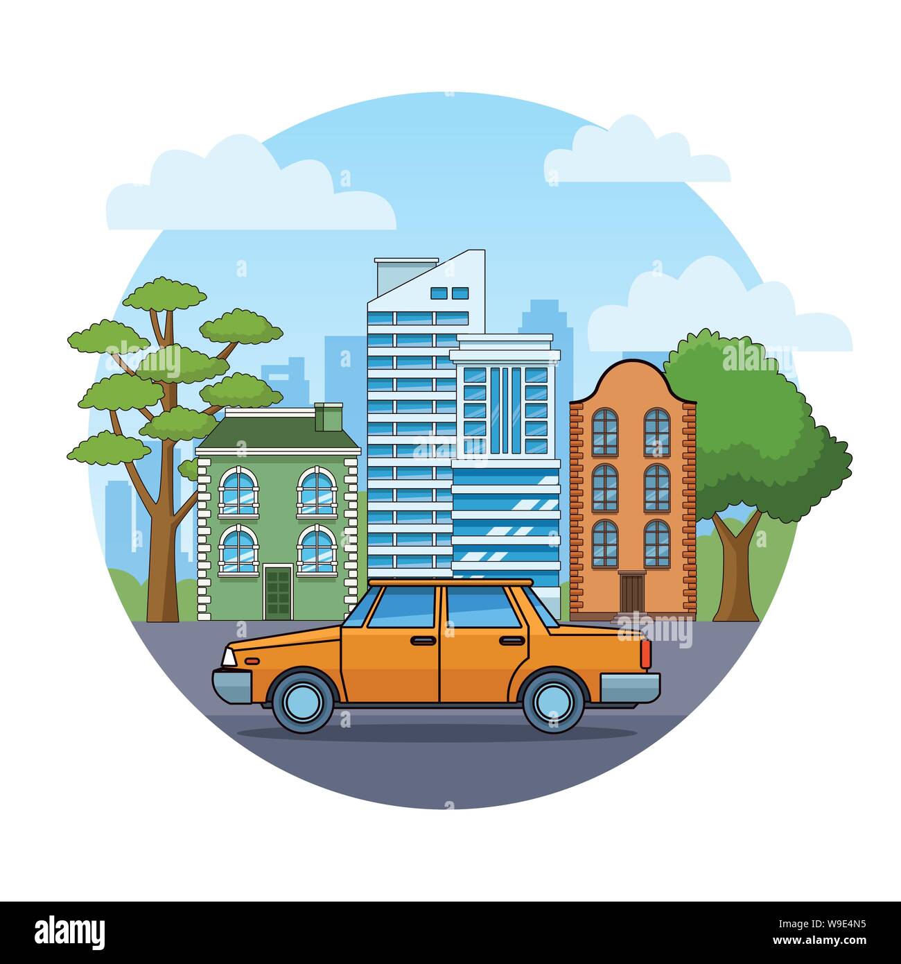 Old classic yellow car vehicle sideview Stock Vector Image & Art - Alamy