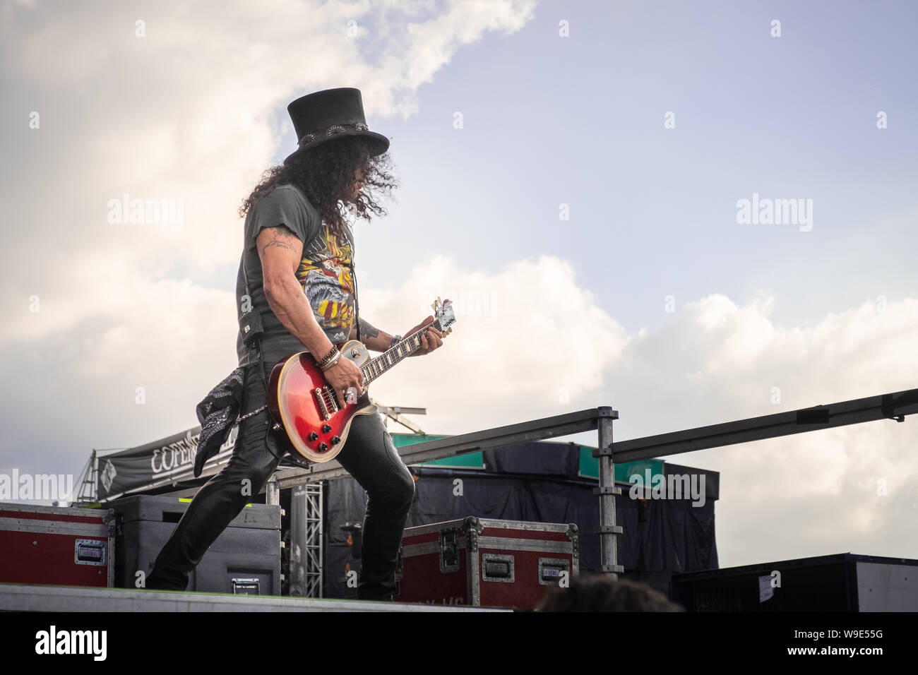 Slash featuring Myles Kennedy and the Conspirators on stage at the 2019 Copenhell Festival in Copenhagen. Here Slash on guitar Stock Photo