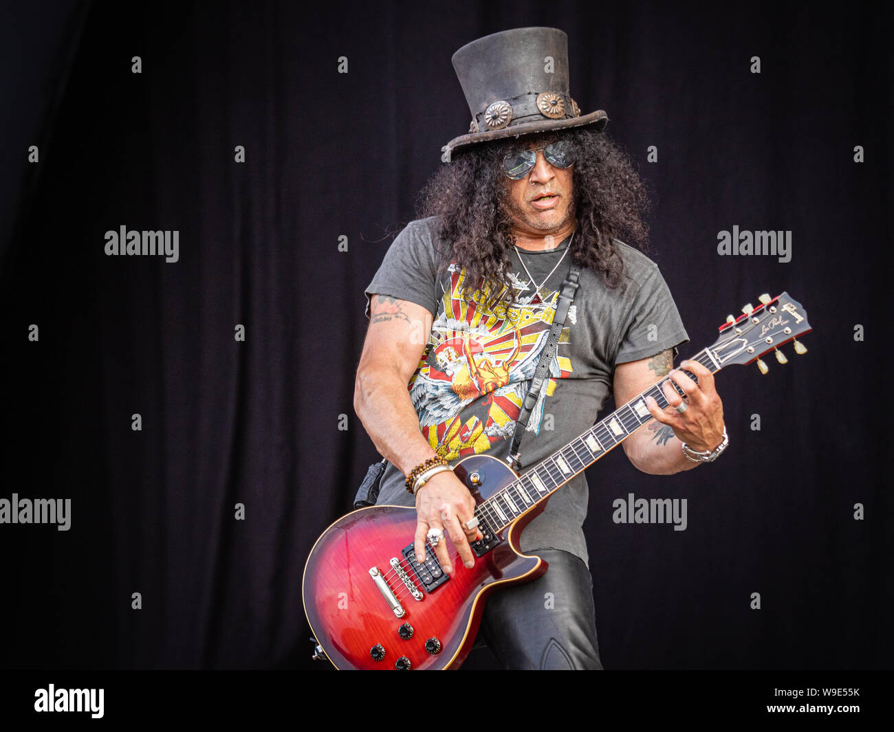 Slash featuring Myles Kennedy and the Conspirators on stage at the 2019 Copenhell Festival in Copenhagen. Here Slash on guitar Stock Photo