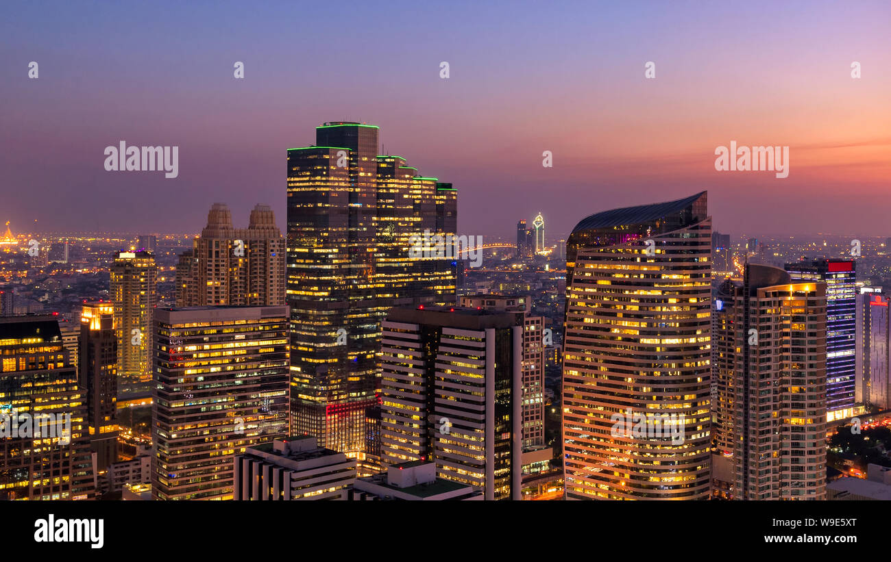 Panorama Cityscape view of Bangkok modern office business building in ...