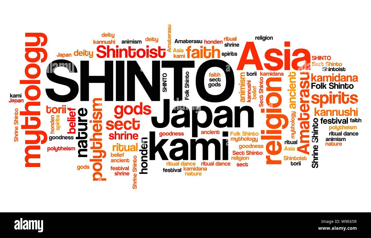 Shinto - Japanese mysticism and religion. Asian culture. Word cloud ...