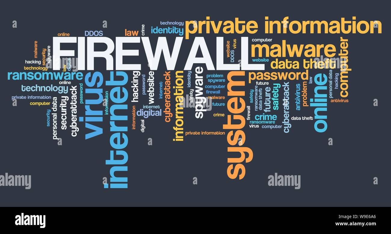 Firewall software - computer security concept. Word cloud Stock Photo ...
