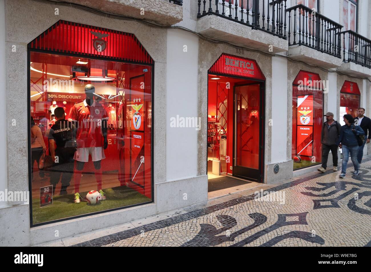 LISBON, PORTUGAL - JUNE 6, 2018: People walk by official Benfica Lisbon  sports team shop in Lisbon. Lisbon is the 11th-most populous urban area in  the Stock Photo - Alamy