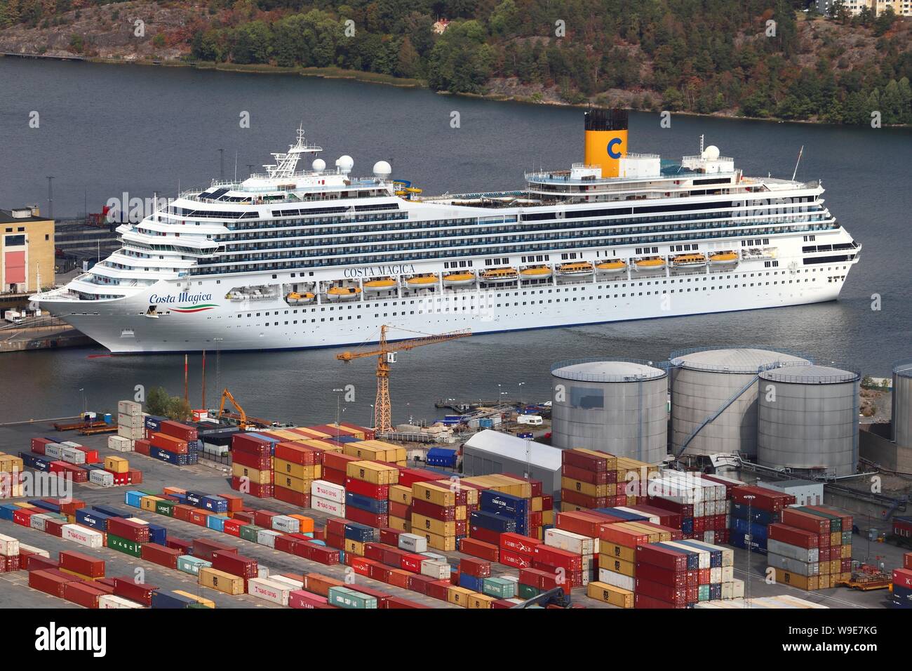 STOCKHOLM, SWEDEN - AUGUST 24, 2018: Costa Magica ship at Stockholm harbor, Sweden. Costa Cruises is part of Carnival Corporation. Stock Photo
