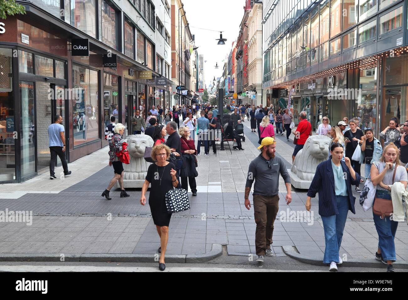 Sweden Stockholm Drottninggatan Pedestrian Stock Photos Sweden