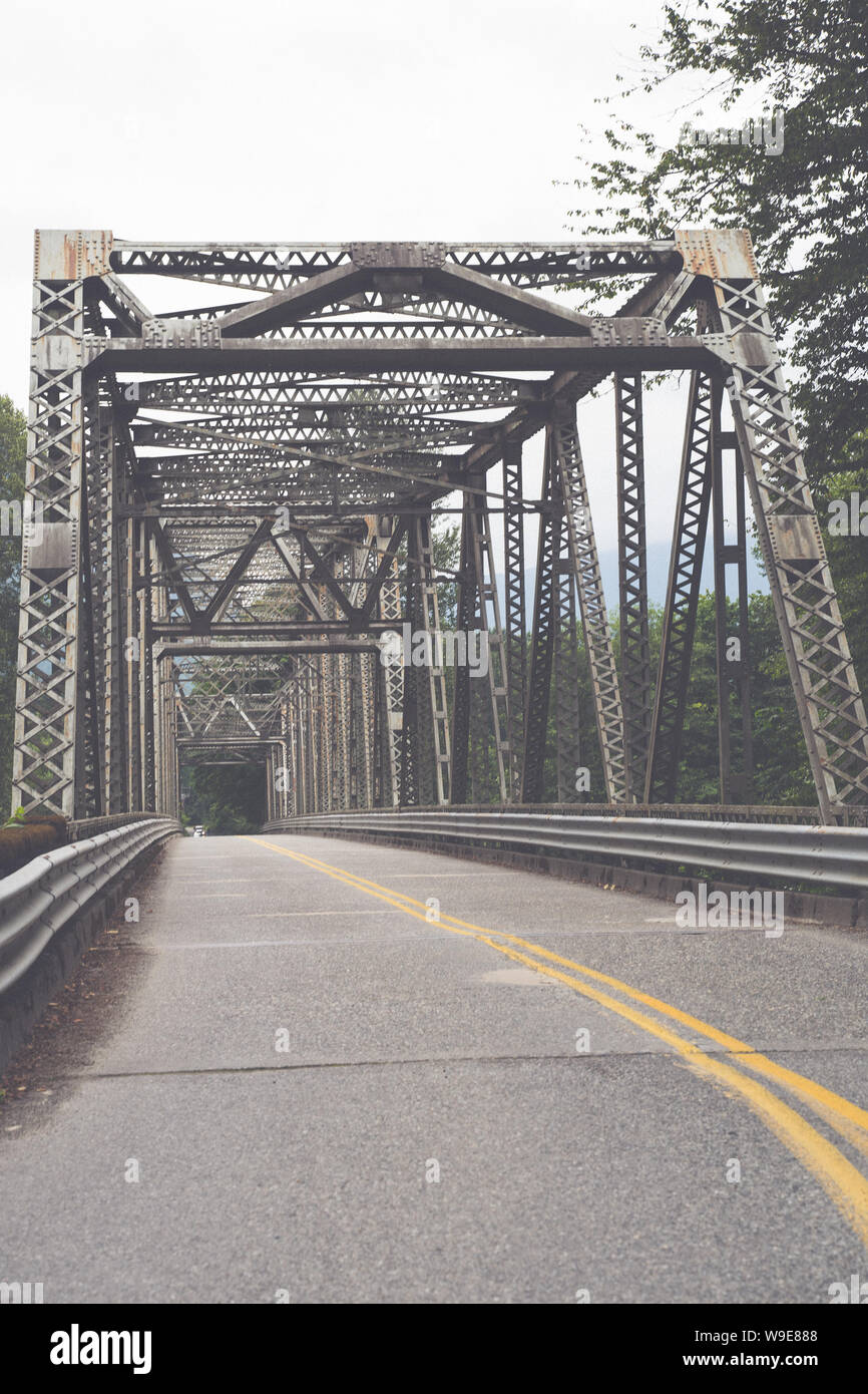 Truss bridge in Marblemount Washington, which crosses the Skagit River