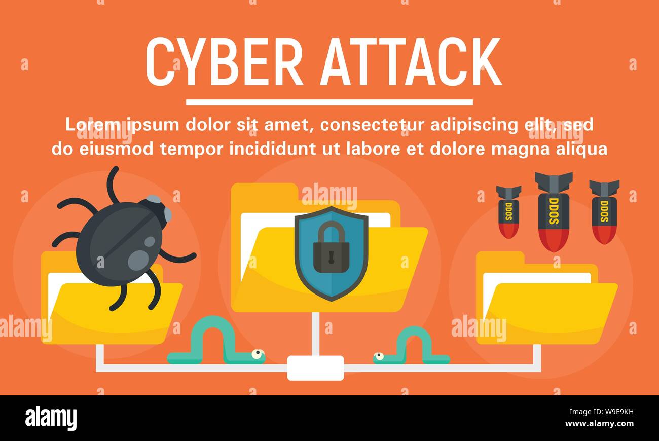 Folder Cyber Attack Concept Banner Flat Illustration Of Folder