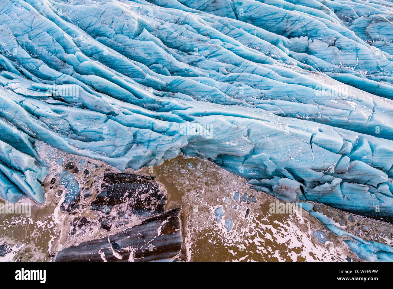 Glacial landscapes, Vatnajokull National Park, Vatnajokull Ice Cap, Iceland. Stock Photo
