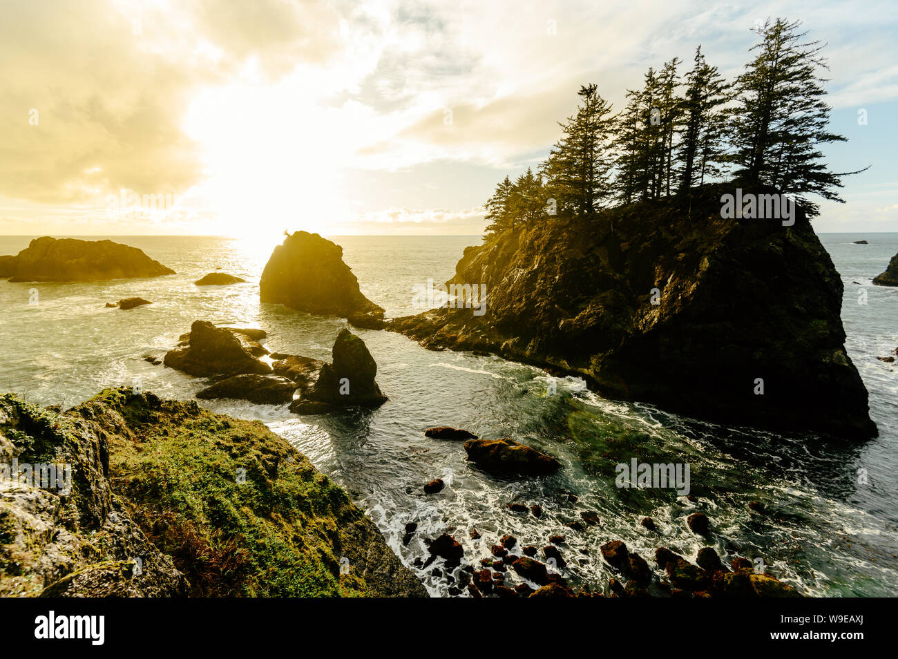 Beautiful sunset on the Oregon coast Stock Photo