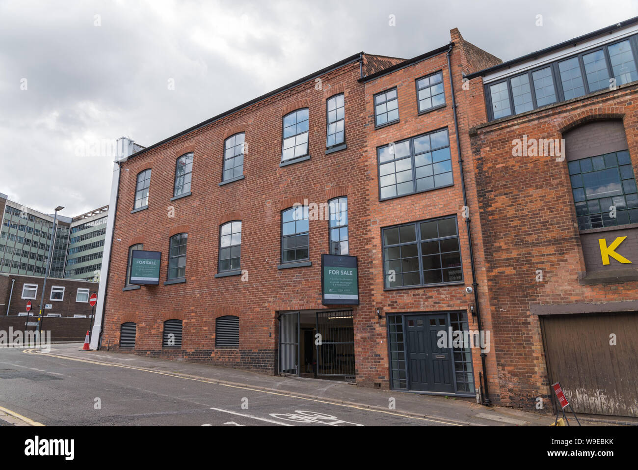 Old factory in Loveday Street in the historic Gun Quarter in Aston, Birmingham which has been converted into luxury apartments Stock Photo