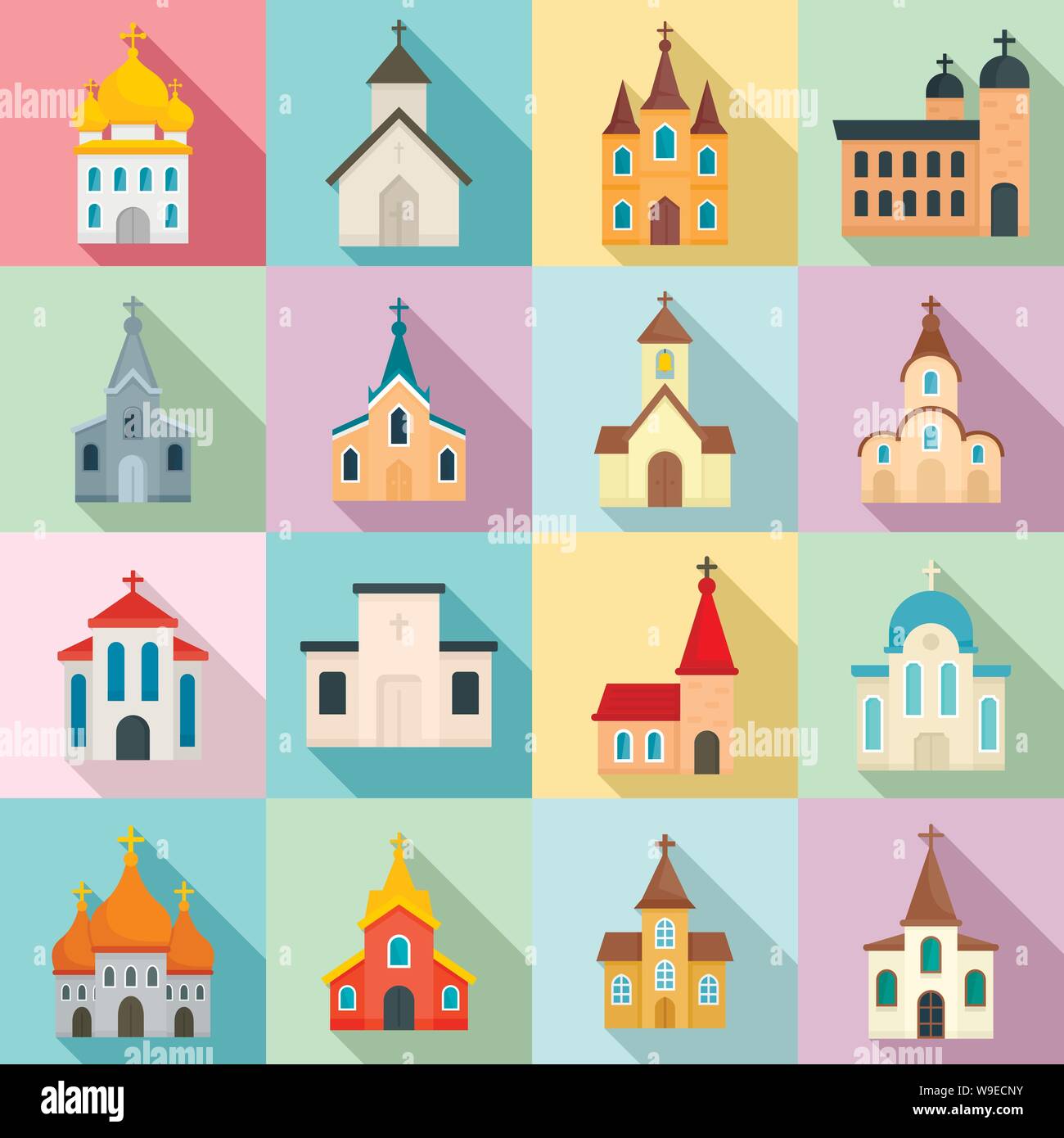 Catholic Church Vector Icons Set High Resolution Stock Photography and