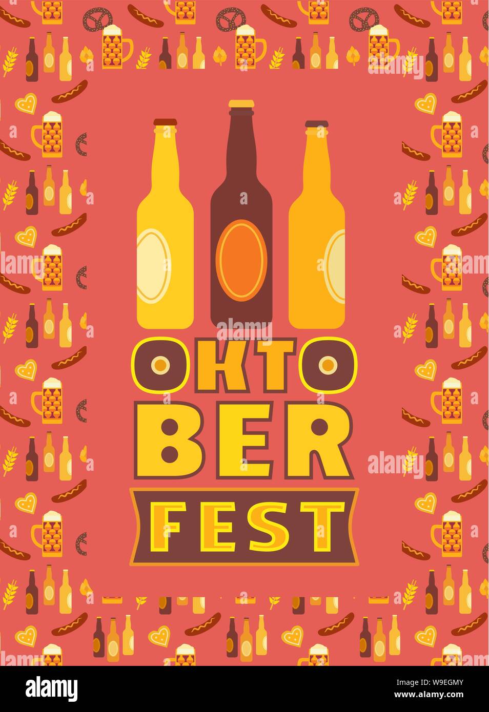 Oktoberfest hand drawn flat color vector lettering Stock Vector