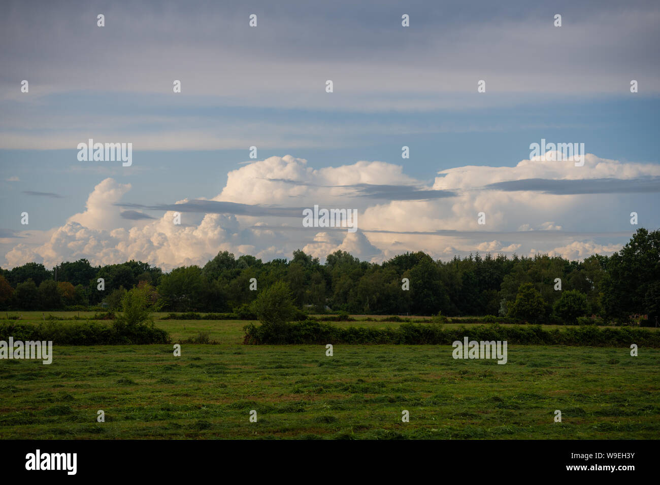 Panoramic view on huge cloud formations Stock Photo