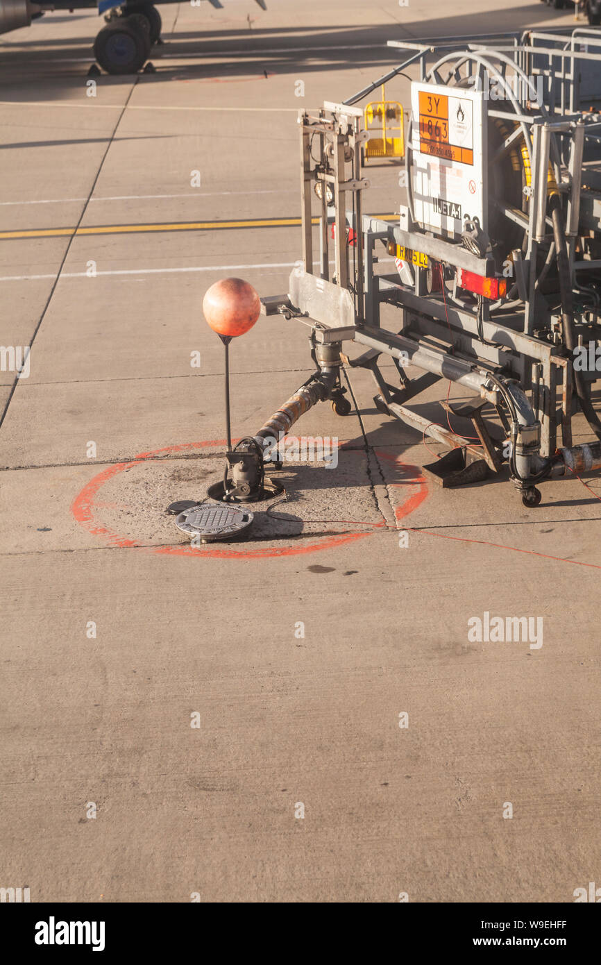 Airplane refueling truck at Stansted Airport, UK Stock Photo - Alamy
