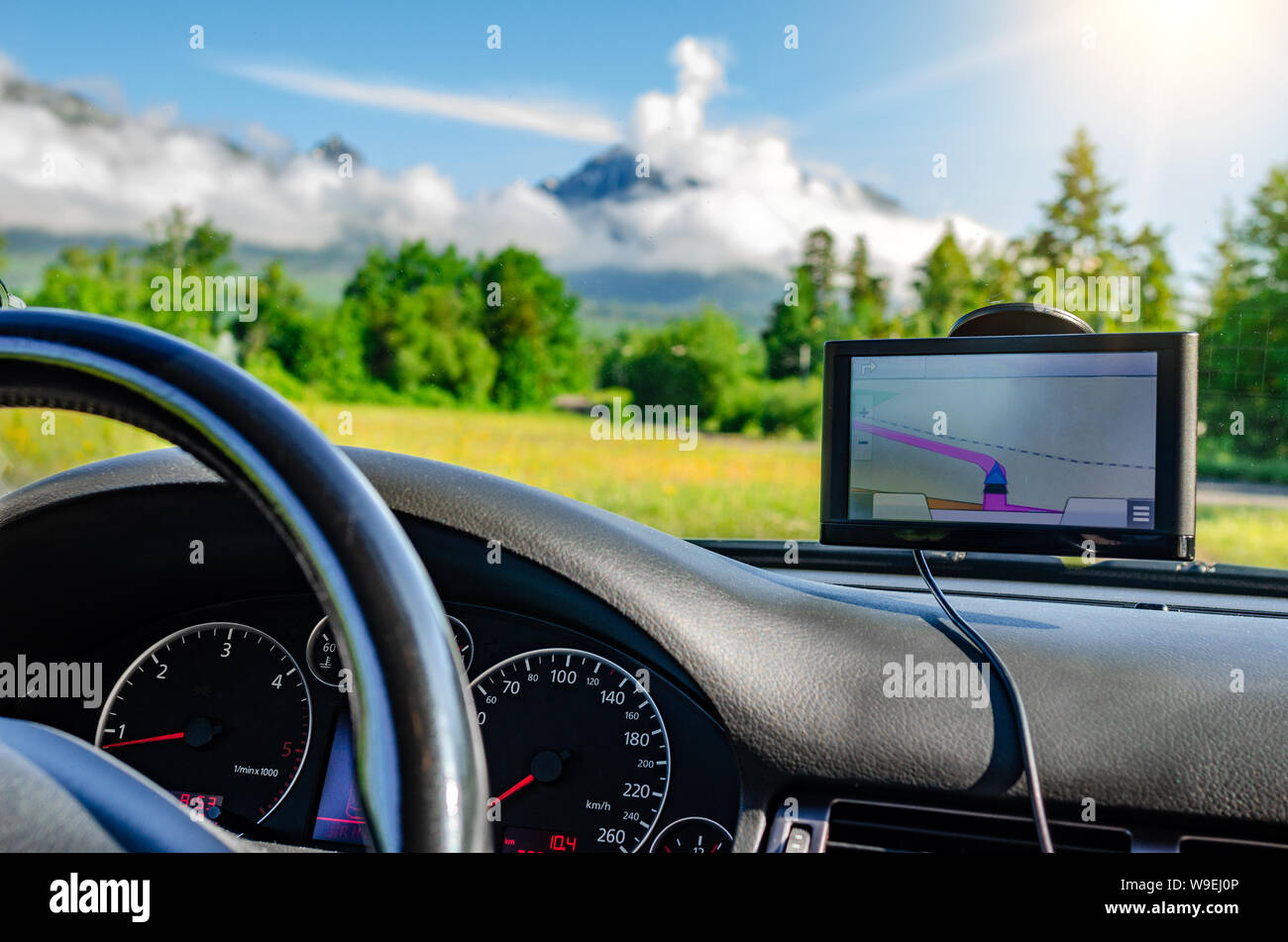 GPS Navigator in the car. Stock Photo