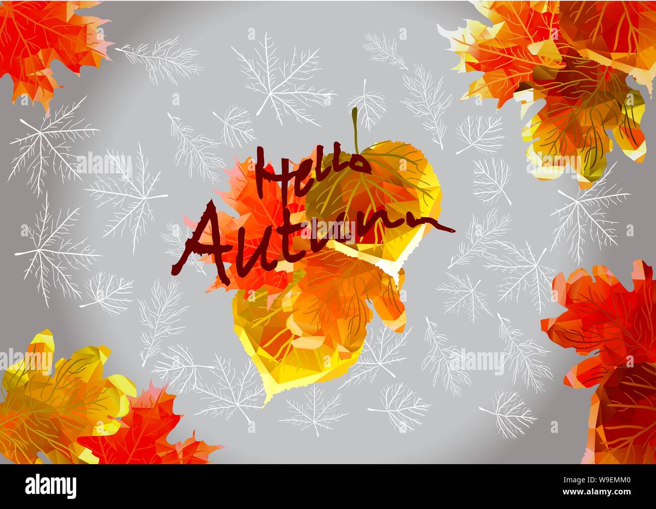 Autumn leaves on grey Stock Vector Images - Alamy