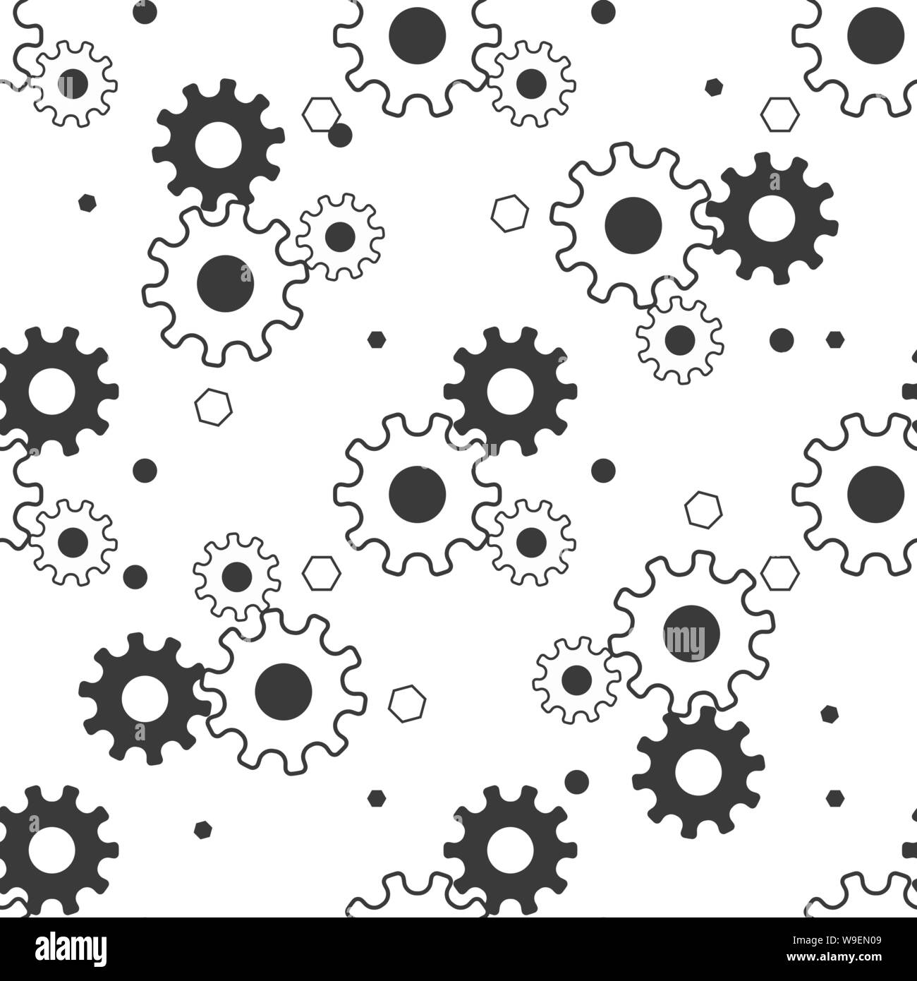 Vector pattern made of cogs. Seamless tiling background. Abstract business concept. Ornament