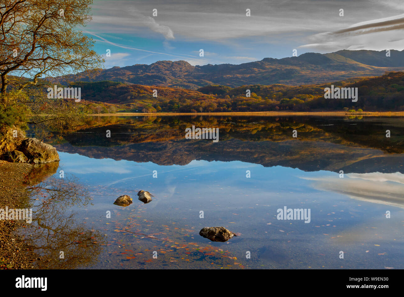 Snowdonia national park lakes. Gwynedd north wales uk.. Stock Photo