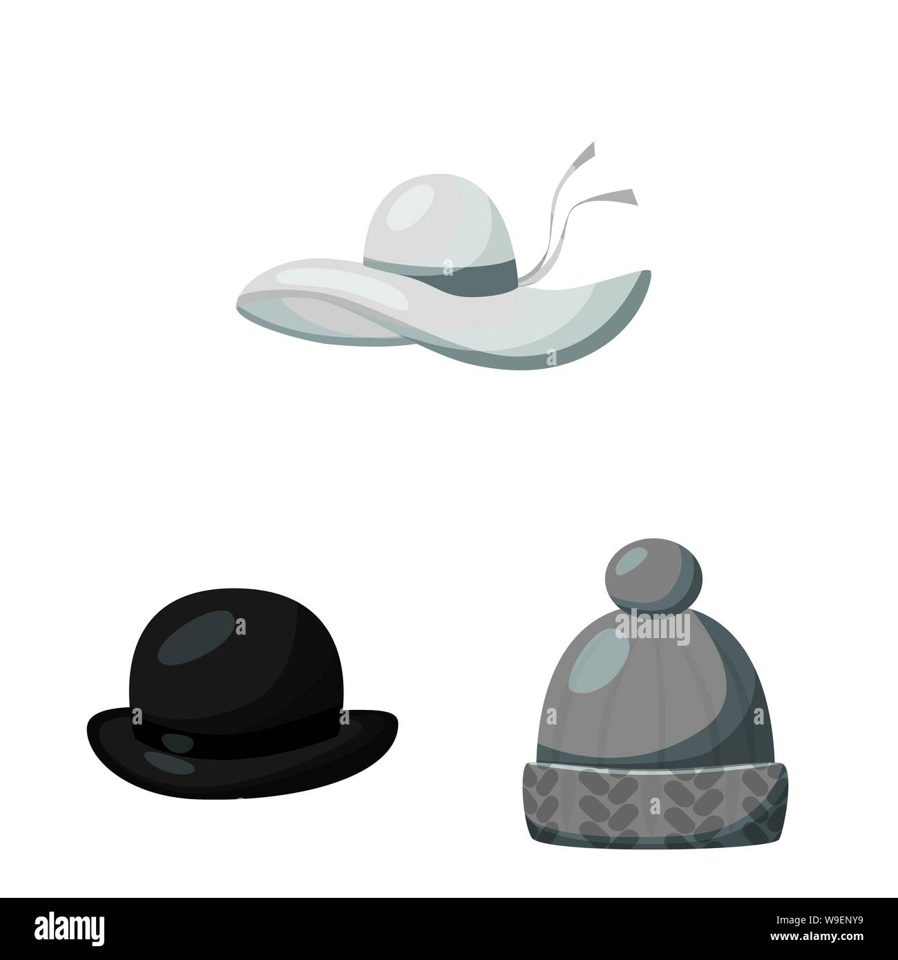 Vector illustration of hat and helmet symbol. Set of hat and profession stock vector illustration. Stock Vector