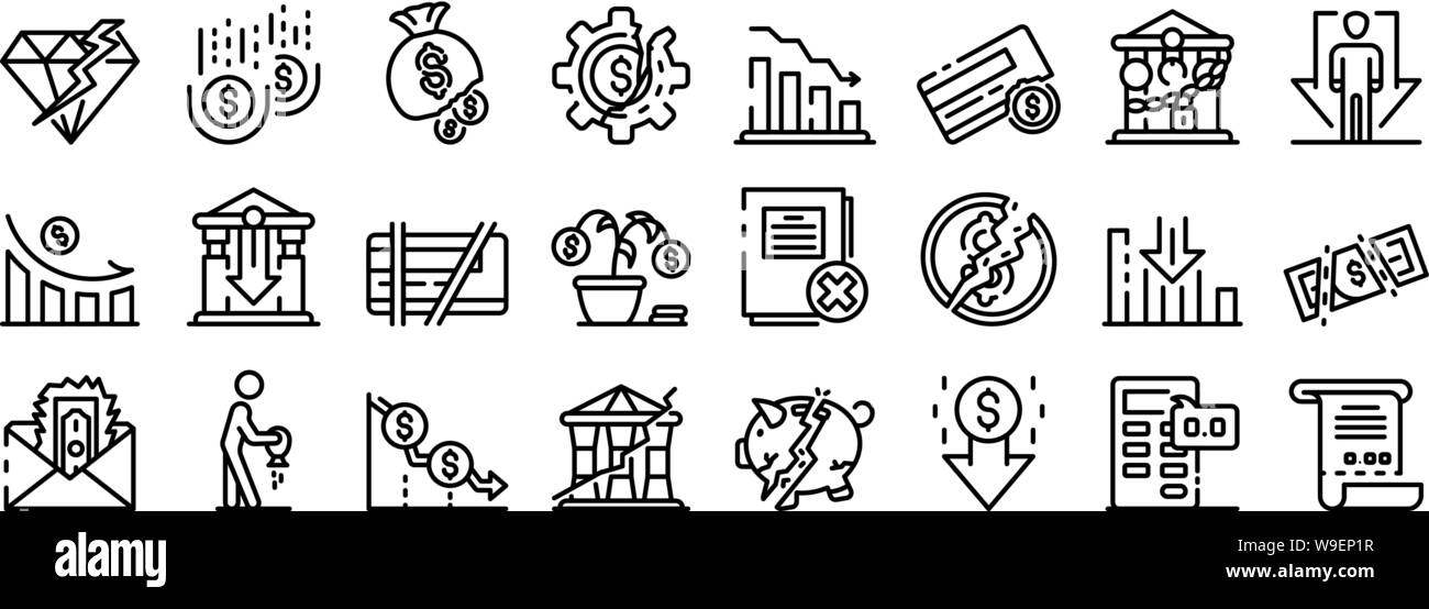 Bankrupt icons set, outline style Stock Vector Image & Art - Alamy