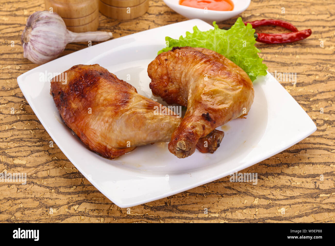 Crispy tasty Roasted chicken leg Stock Photo Alamy