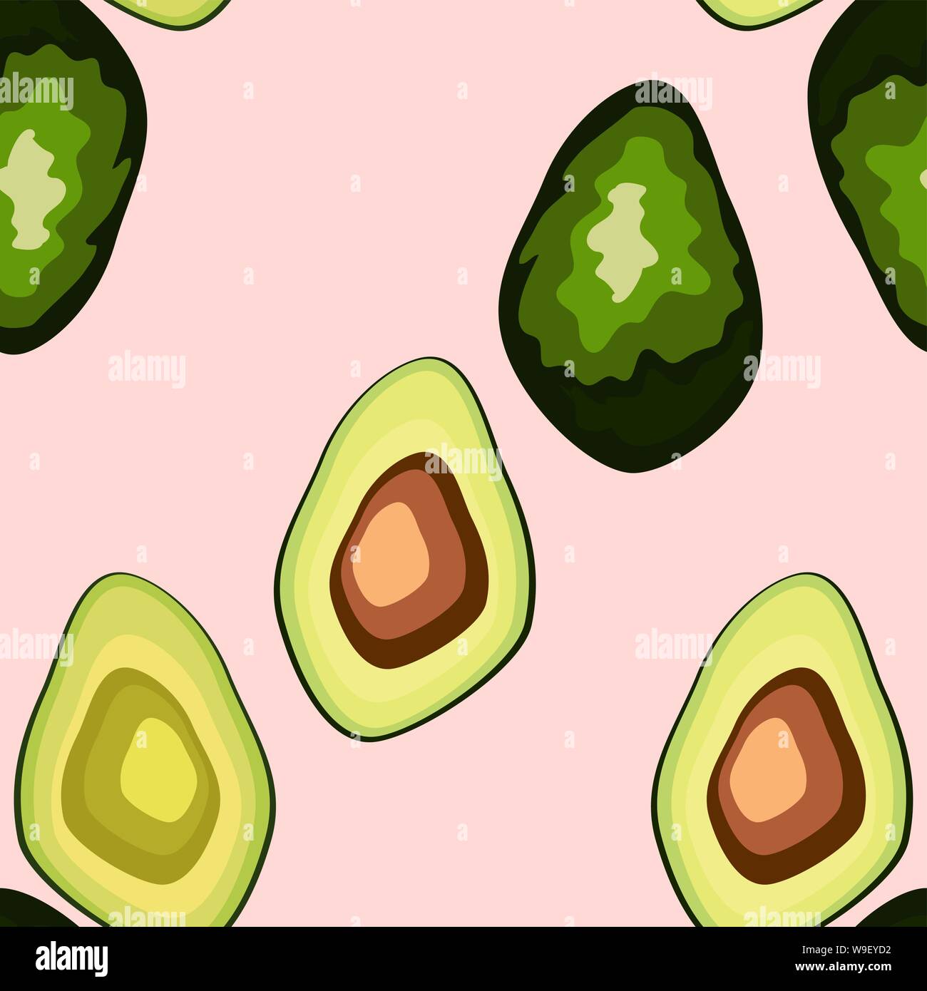 Avocado seamless pattern on background. Whole and cut avocado Stock ...