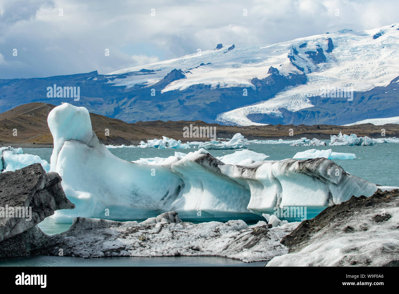 Icebergs in Glacial Lagoon at Jokulsarlon, Vatnajokull NP, Iceland Stock Photo
