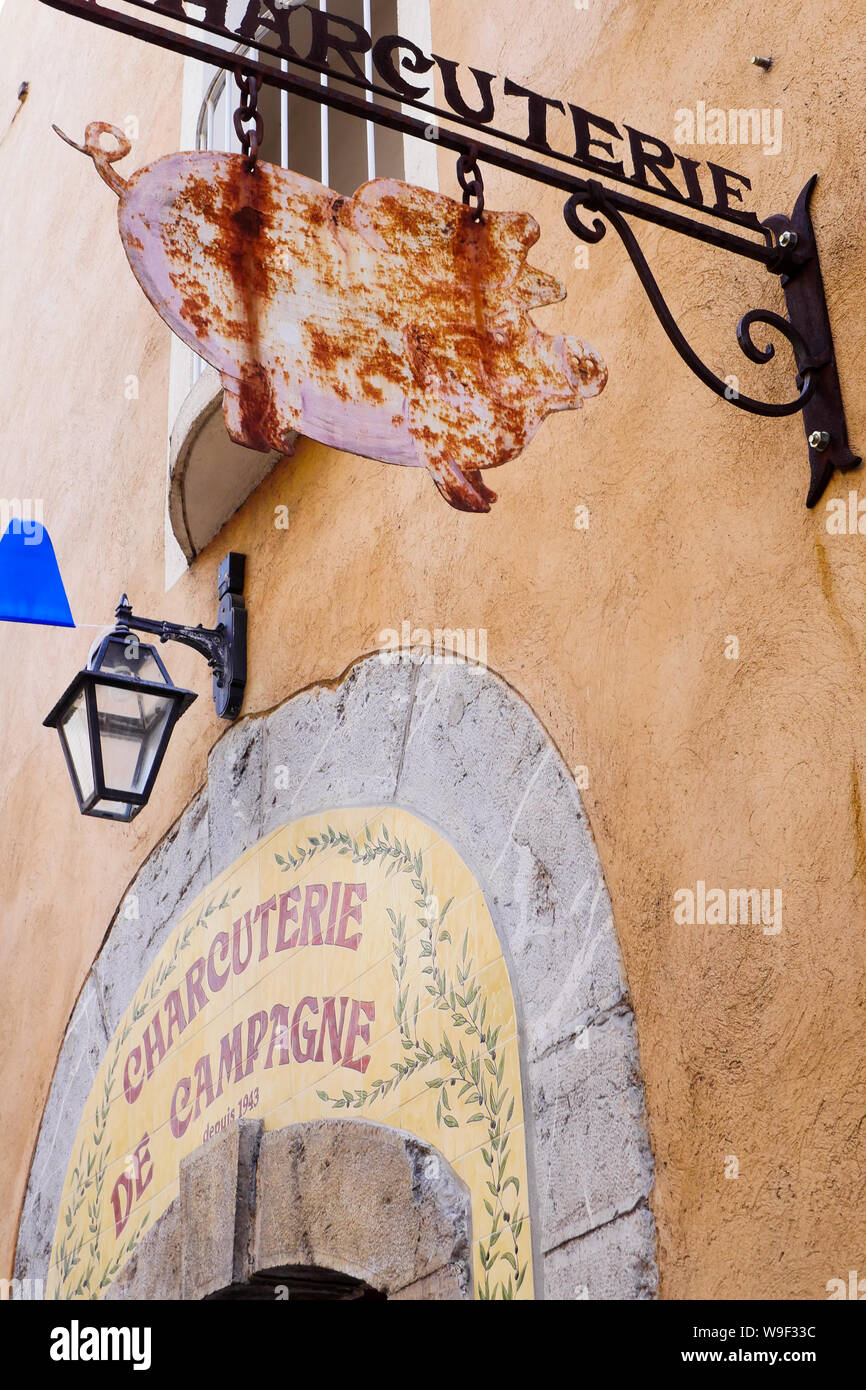 Pork butchery shop, Anduze, Gard, France Stock Photo Alamy